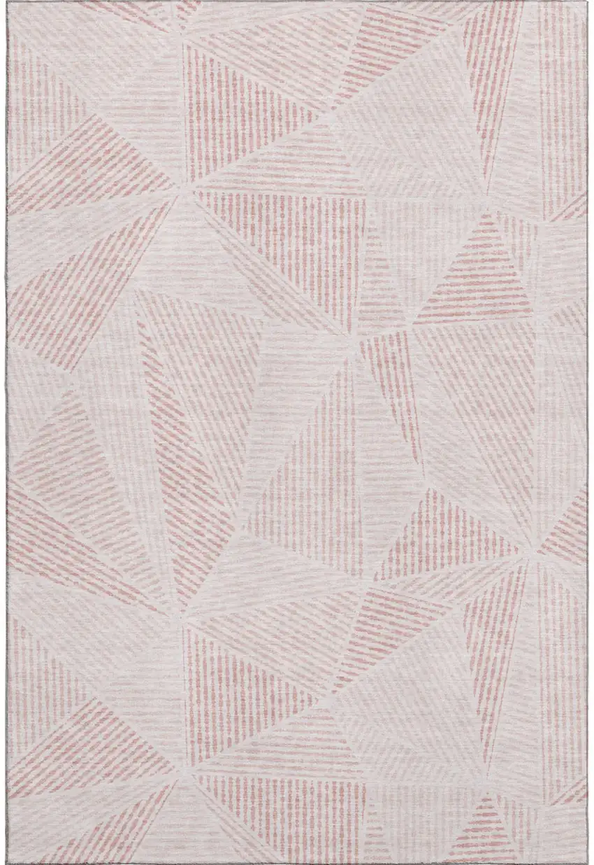 Blush And Pink Geometric Washable Area Rug With UV Protection Photo 1