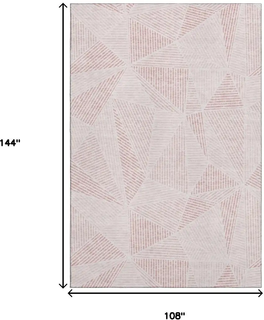 Blush And Pink Geometric Washable Area Rug With UV Protection Photo 3