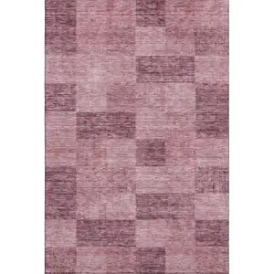 Photo of Blush And Pink Geometric Washable Area Rug With UV Protection