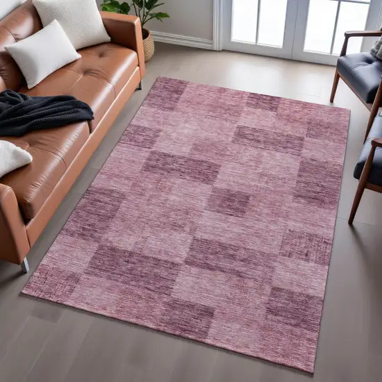 Blush And Pink Geometric Washable Area Rug With UV Protection Photo 5