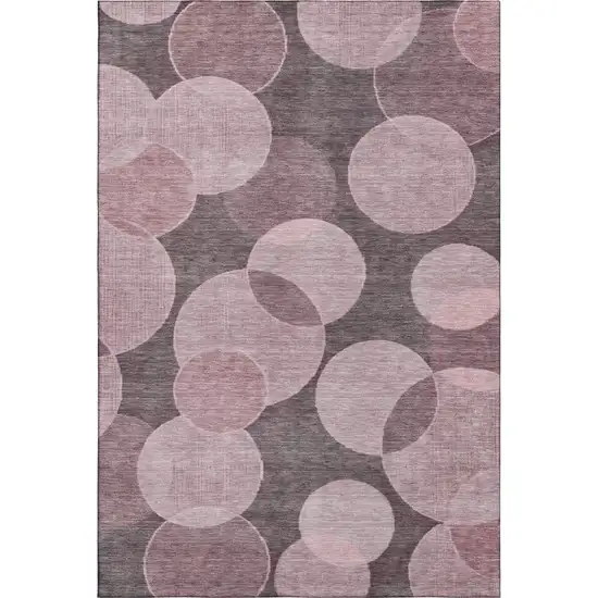 Blush And Pink Geometric Washable Area Rug With UV Protection Photo 5