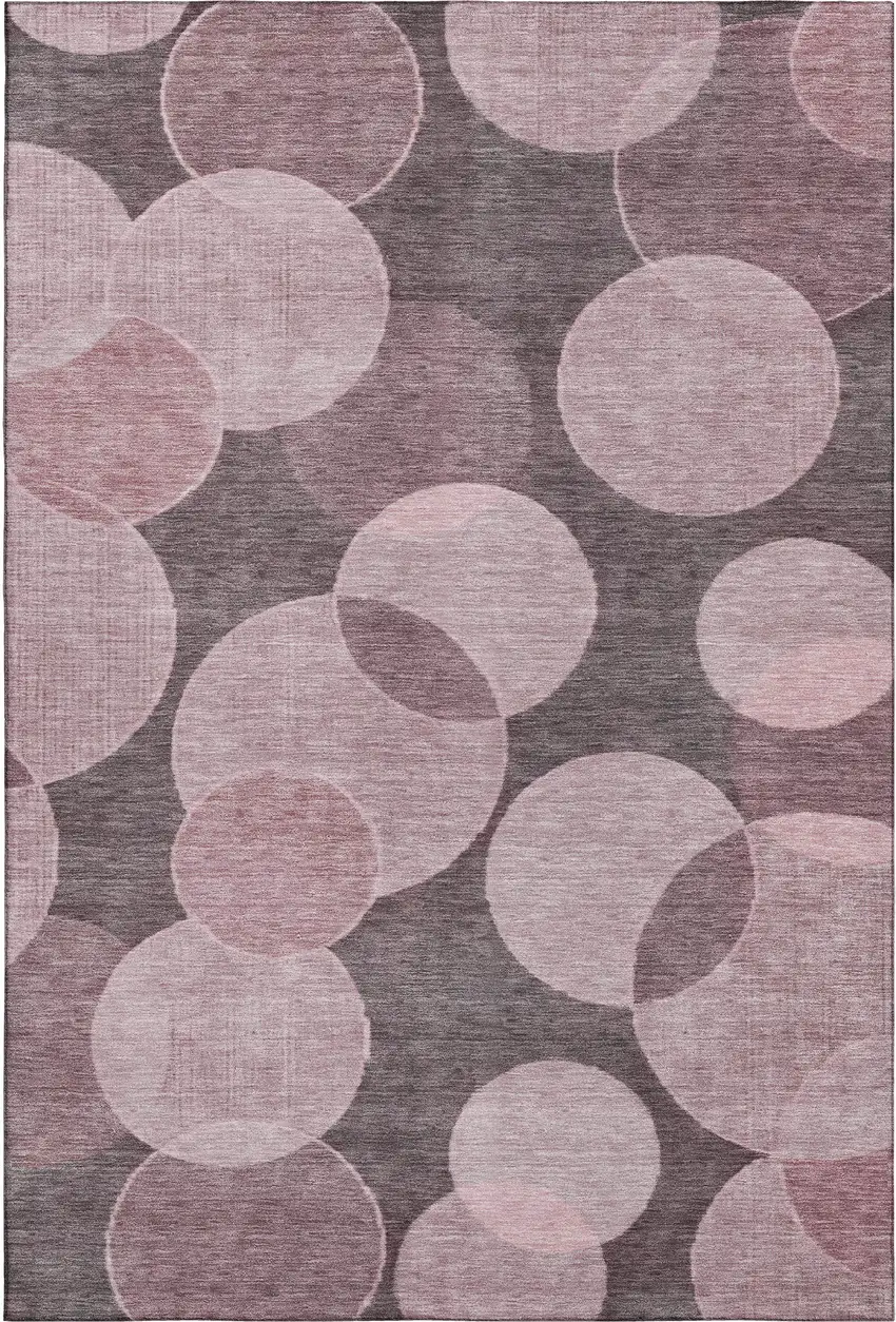Blush And Pink Geometric Washable Area Rug With UV Protection Photo 5