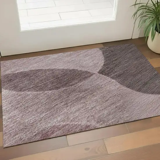 Blush And Pink Geometric Washable Area Rug With UV Protection Photo 2