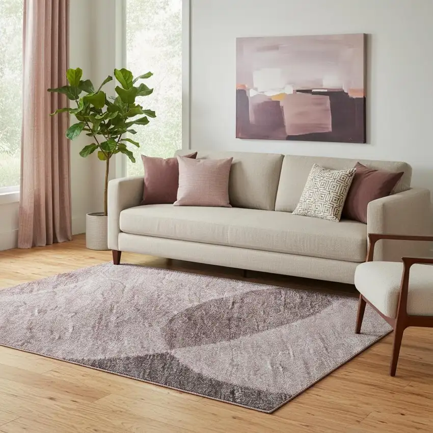 Blush And Pink Geometric Washable Area Rug With UV Protection Photo 2