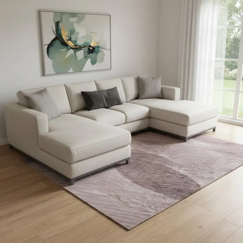 Blush And Pink Geometric Washable Area Rug With UV Protection Photo 2