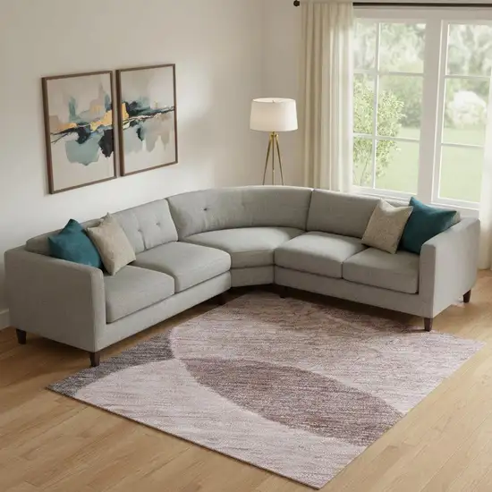 Blush And Pink Geometric Washable Area Rug With UV Protection Photo 2