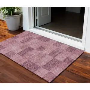 Photo of Blush And Pink Geometric Washable Indoor Outdoor Area Rug
