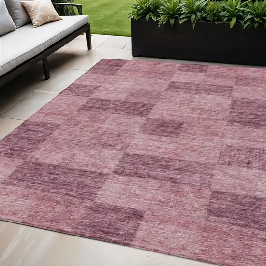 Blush And Pink Geometric Washable Indoor Outdoor Area Rug Photo 1