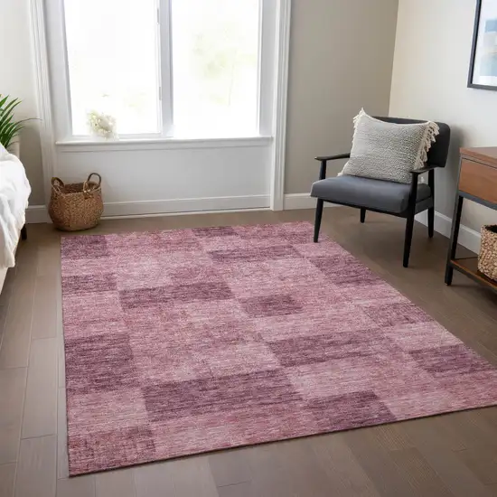 Blush And Pink Geometric Washable Indoor Outdoor Area Rug Photo 9