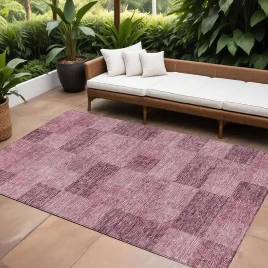 Blush And Pink Geometric Washable Indoor Outdoor Area Rug Photo 1