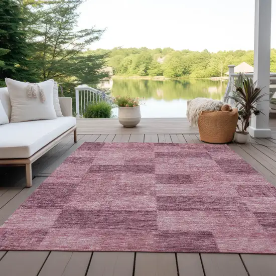 Blush And Pink Geometric Washable Indoor Outdoor Area Rug Photo 7