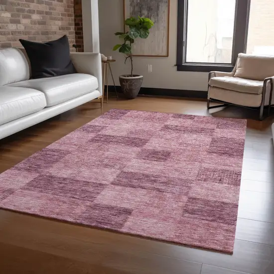 Blush And Pink Geometric Washable Indoor Outdoor Area Rug Photo 8