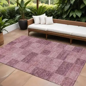 Photo of Blush And Pink Geometric Washable Indoor Outdoor Area Rug