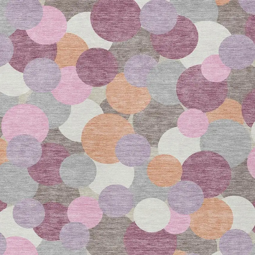 Blush And Pink Geometric Washable Indoor Outdoor Area Rug Photo 2