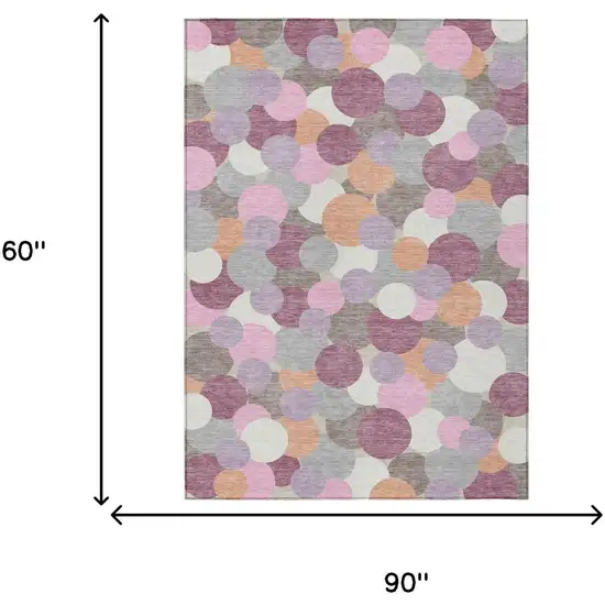 Blush And Pink Geometric Washable Indoor Outdoor Area Rug Photo 6