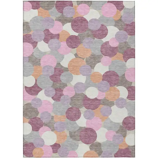 Blush And Pink Geometric Washable Indoor Outdoor Area Rug Photo 1