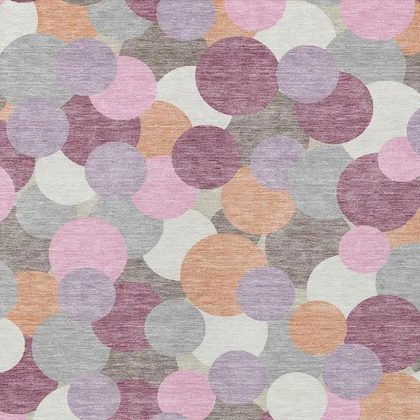 Blush And Pink Geometric Washable Indoor Outdoor Area Rug Photo 2