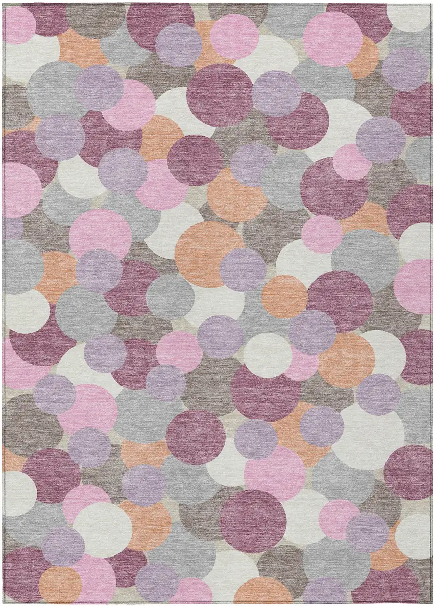Blush And Pink Geometric Washable Indoor Outdoor Area Rug Photo 1