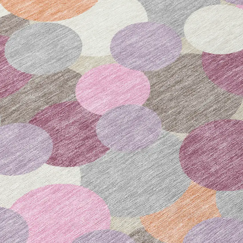 Blush And Pink Geometric Washable Indoor Outdoor Area Rug Photo 9