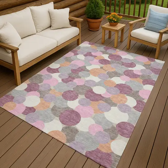 Blush And Pink Geometric Washable Indoor Outdoor Area Rug Photo 4