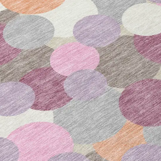 Blush And Pink Geometric Washable Indoor Outdoor Area Rug Photo 9