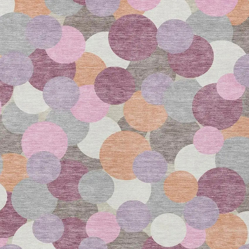 Blush And Pink Geometric Washable Indoor Outdoor Area Rug Photo 2