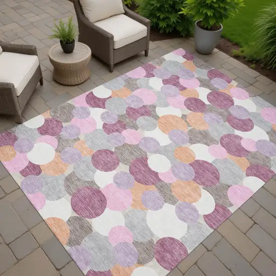 Blush And Pink Geometric Washable Indoor Outdoor Area Rug Photo 7
