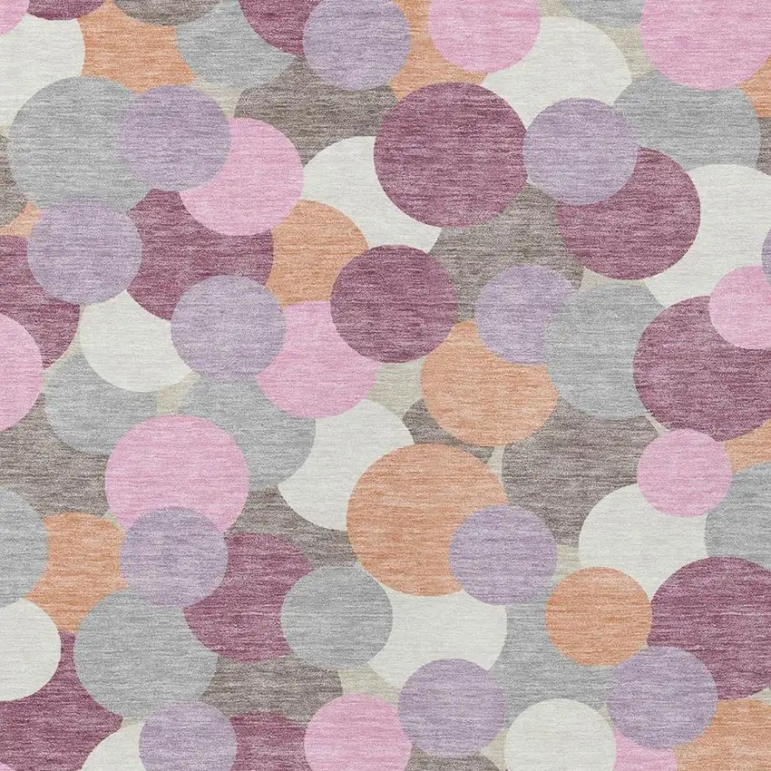 Blush And Pink Geometric Washable Indoor Outdoor Area Rug Photo 2