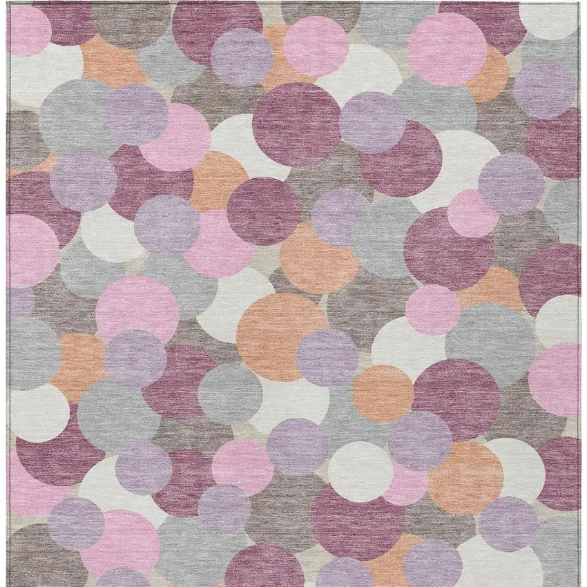 Blush And Pink Geometric Washable Indoor Outdoor Area Rug Photo 3