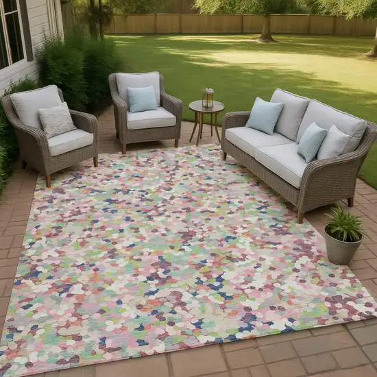 Blush And Pink Geometric Washable Indoor Outdoor Area Rug Photo 4