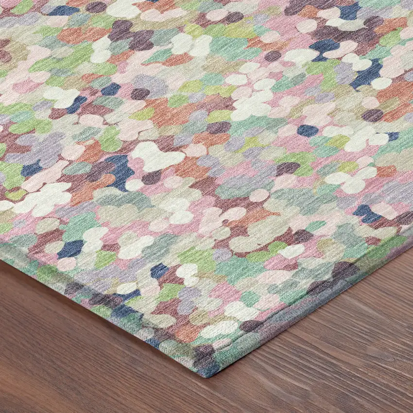 Blush And Pink Geometric Washable Indoor Outdoor Area Rug Photo 8