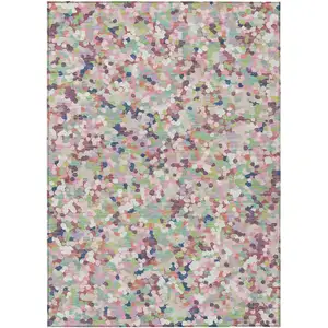 Photo of Blush And Pink Geometric Washable Indoor Outdoor Area Rug