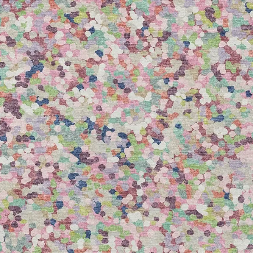 Blush And Pink Geometric Washable Indoor Outdoor Area Rug Photo 2