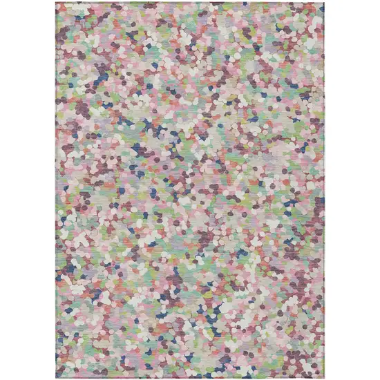 Blush And Pink Geometric Washable Indoor Outdoor Area Rug Photo 1