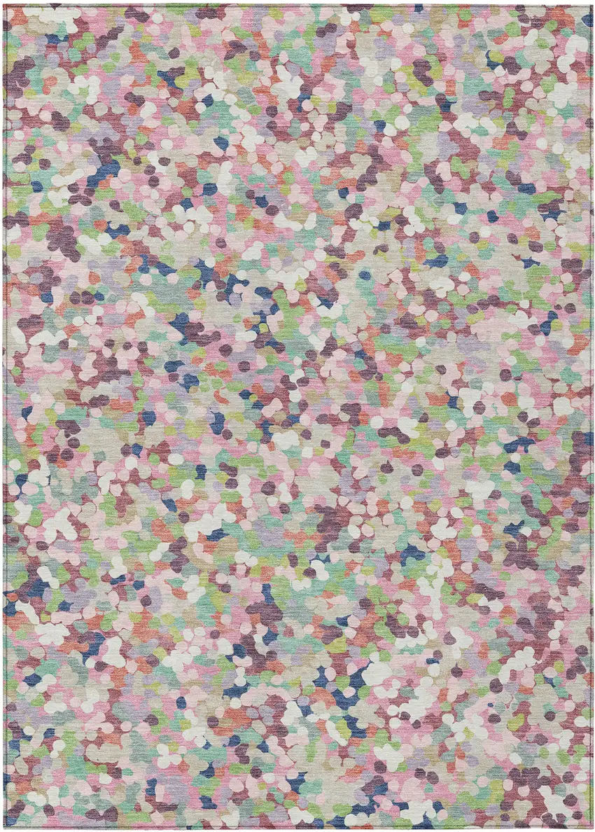 Blush And Pink Geometric Washable Indoor Outdoor Area Rug Photo 1