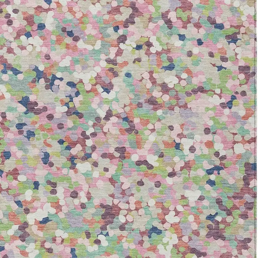 Blush And Pink Geometric Washable Indoor Outdoor Area Rug Photo 2