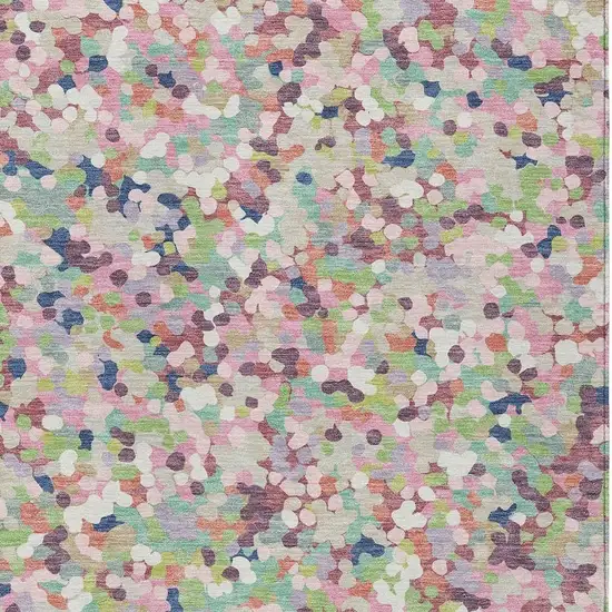Blush And Pink Geometric Washable Indoor Outdoor Area Rug Photo 2