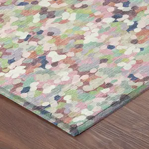 Photo of Blush And Pink Geometric Washable Indoor Outdoor Area Rug