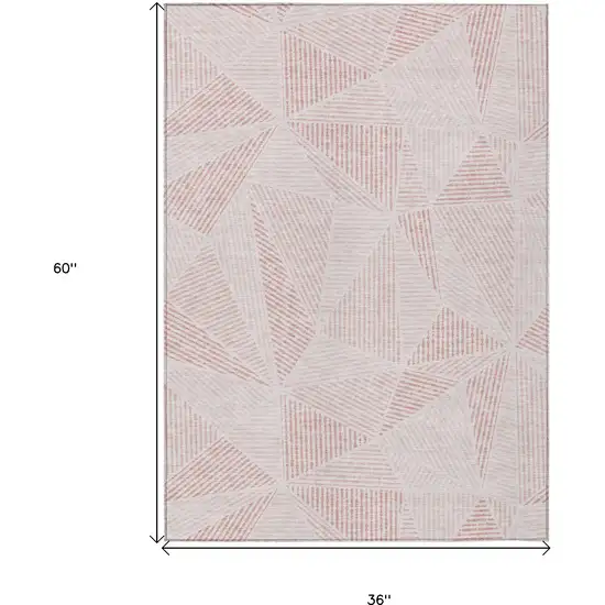 Blush And Pink Geometric Washable Indoor Outdoor Area Rug Photo 3