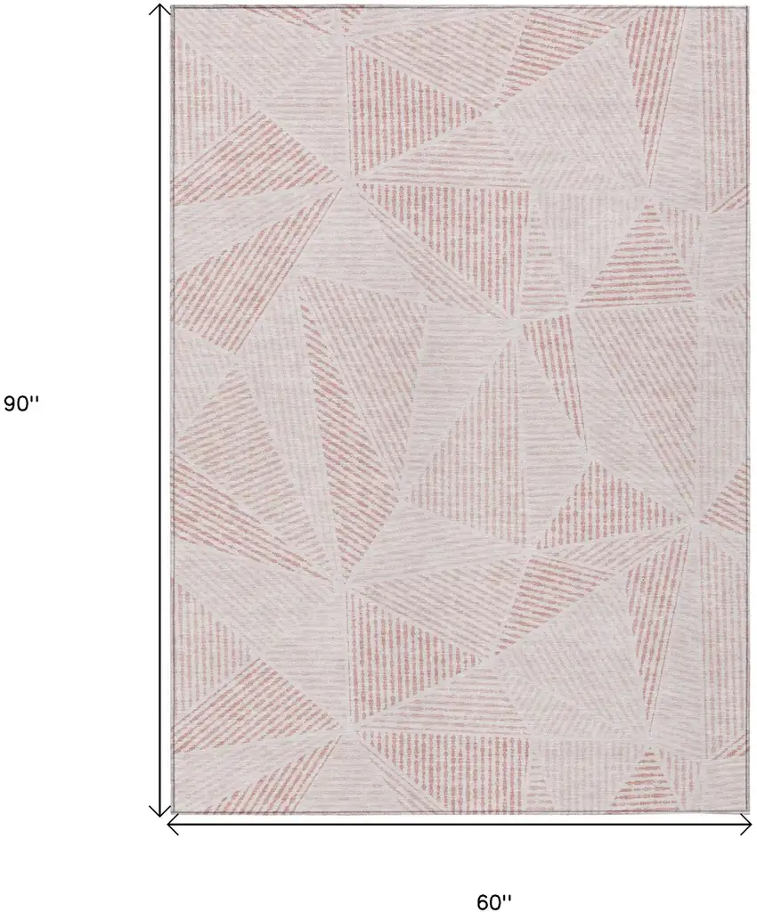 Blush And Pink Geometric Washable Indoor Outdoor Area Rug Photo 3