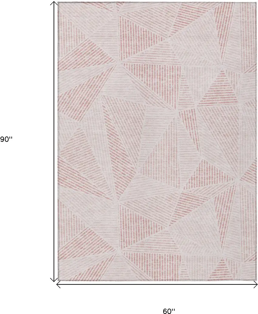Blush And Pink Geometric Washable Indoor Outdoor Area Rug Photo 3