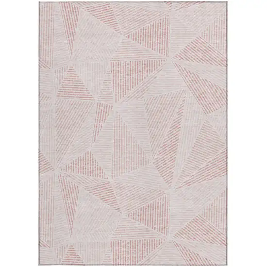 Blush And Pink Geometric Washable Indoor Outdoor Area Rug Photo 6