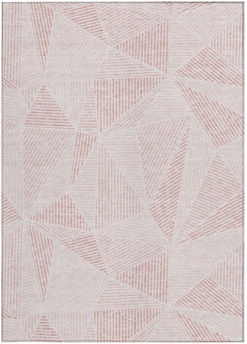 Blush And Pink Geometric Washable Indoor Outdoor Area Rug Photo 6