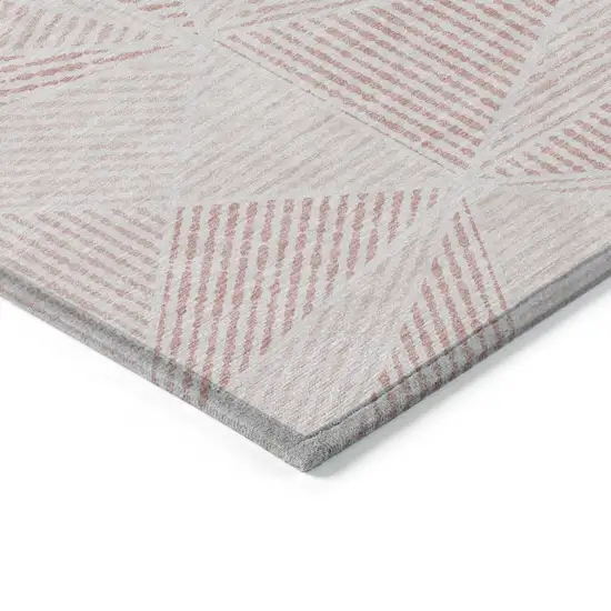 Blush And Pink Geometric Washable Indoor Outdoor Area Rug Photo 4