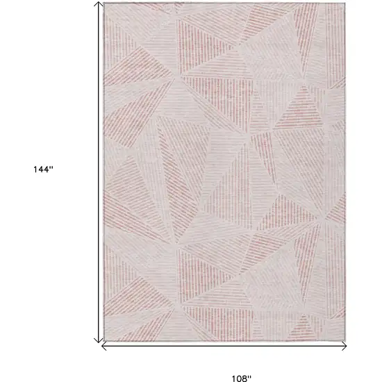 Blush And Pink Geometric Washable Indoor Outdoor Area Rug Photo 3