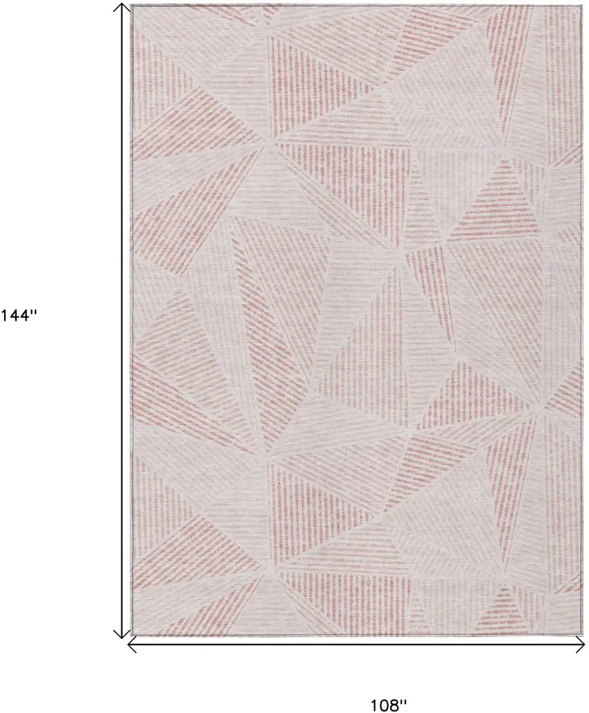 Blush And Pink Geometric Washable Indoor Outdoor Area Rug Photo 3
