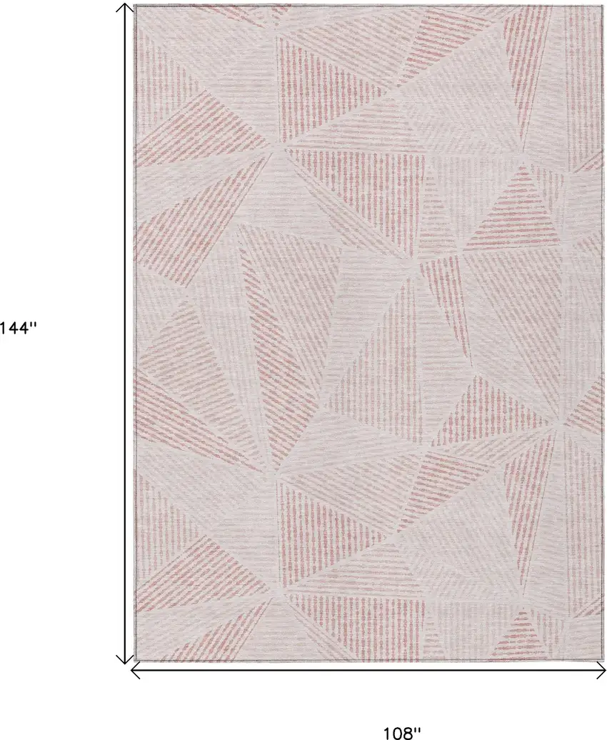 Blush And Pink Geometric Washable Indoor Outdoor Area Rug Photo 3
