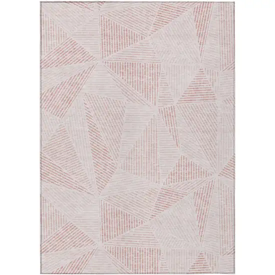 Blush And Pink Geometric Washable Indoor Outdoor Area Rug Photo 2