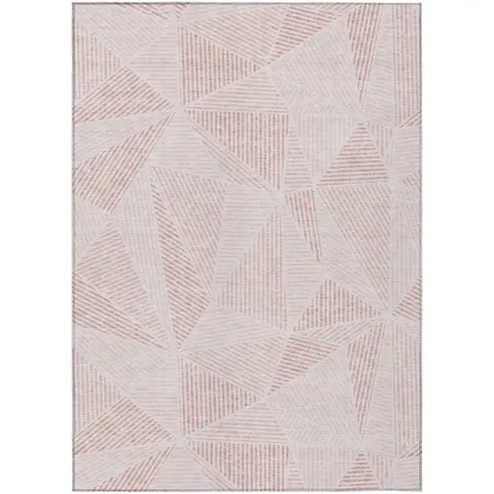 Blush And Pink Geometric Washable Indoor Outdoor Area Rug Photo 2