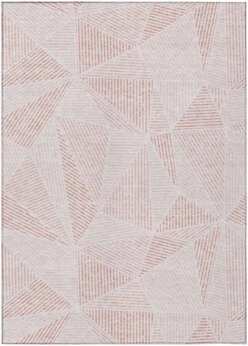 Blush And Pink Geometric Washable Indoor Outdoor Area Rug Photo 2